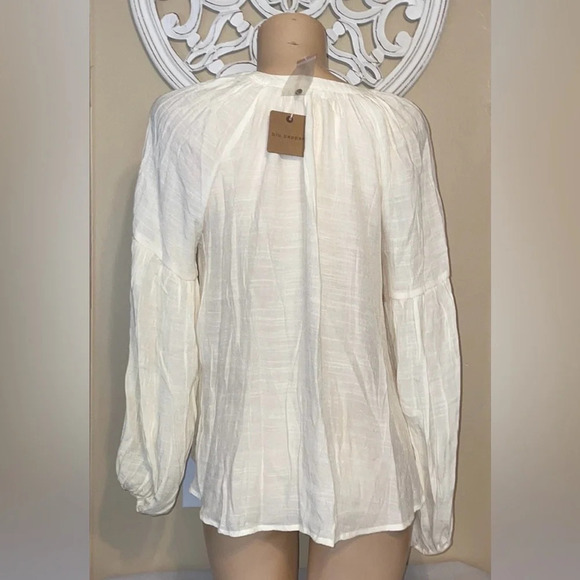 Blu Pepper womens blouse medium 8 10 top bubble sleeve peasant cream long sleeve - Picture 4 of 9